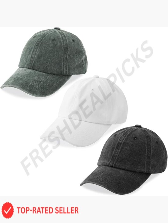 3 Pack Washed Cotton Baseball Caps Vintage Adjustable Dad Hats Unstructured
